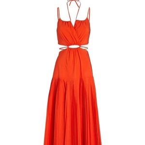 Jonathan Simkhai Rem pleated dress in Orange